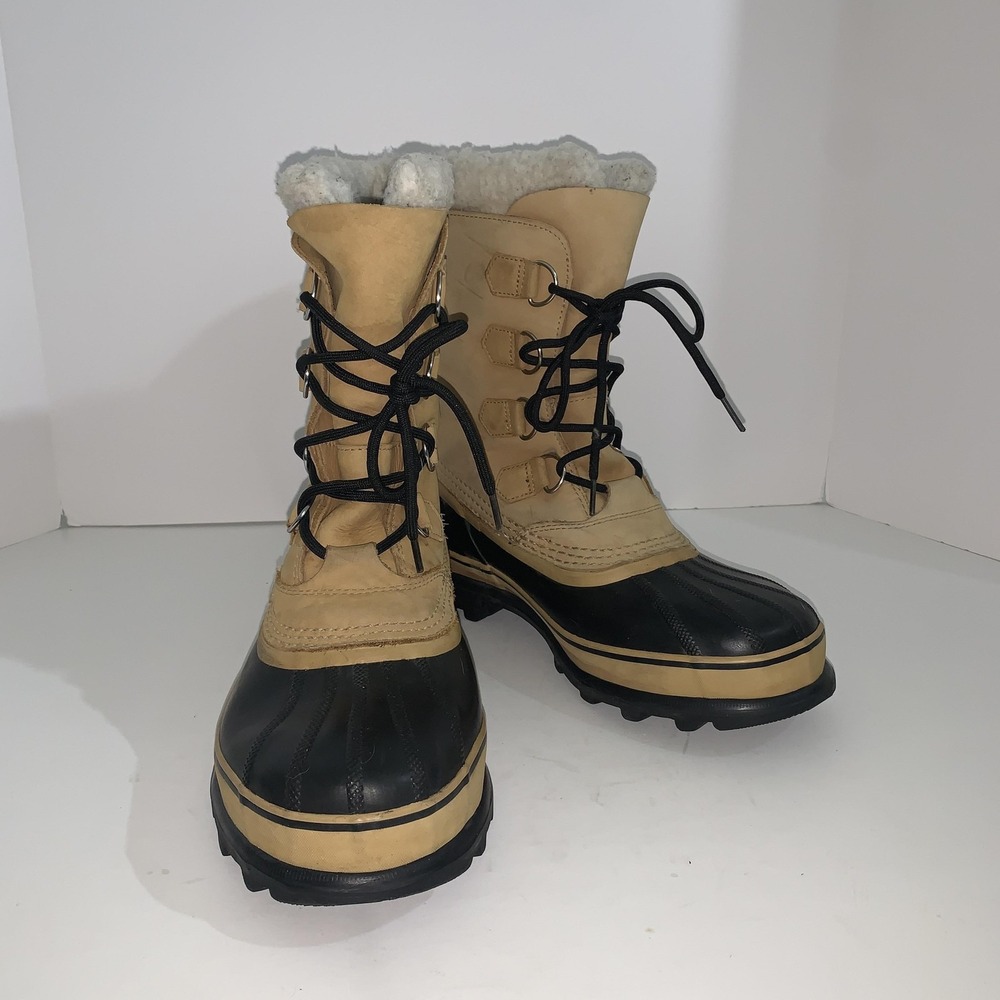 Sorel Caribou Boots Mens Size 9 Brown Nubuck Waterproof Snow Lace Up NM1000-281